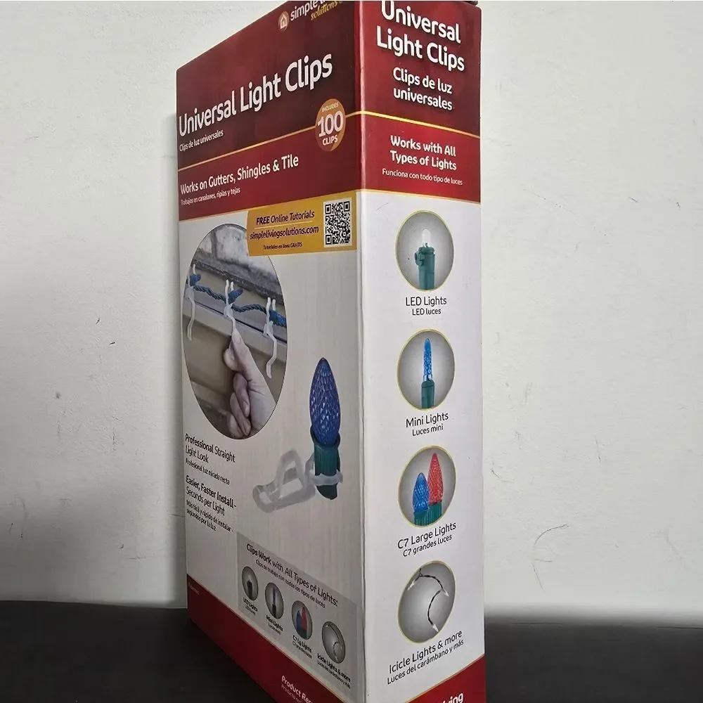 Bundle of 3 Simple Living Solutions Universal Light Clips, 100 Ct – Plastic Clip